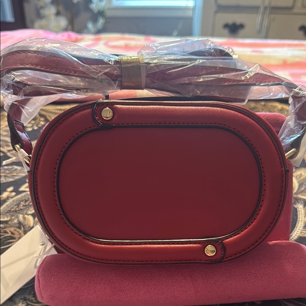 Red vegan Leather Crossbody Bag